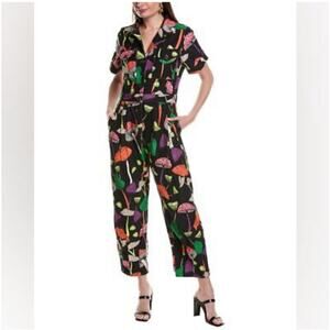 Farm Rio Mushroom Gabardine Denim Jumpsuit